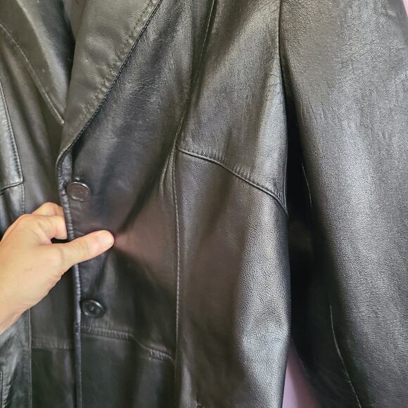 Kenneth Cole Reaction Y2K Soft Black Leather Lined Jacket Blazer Women's L - Picture 9 of 11
